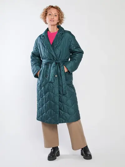 Пальто-оверсайз стеганое зеленого цвета с утеплителем REPREVE® 